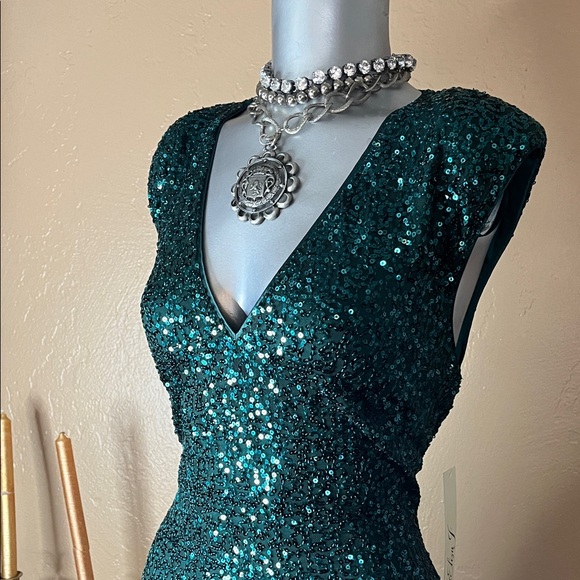 NWT Eliza J Green Embellished Midi Dress.  Sz 12 - Picture 4 of 7